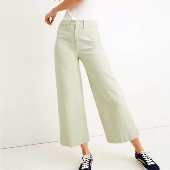 Madewell Plus size jeans Emmett Wide-Leg Crop Pants color Sea Haze - Picture 1 of 6